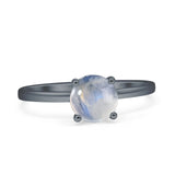 Art Deco Round Natural Stone Solitaire Ring