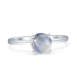 Art Deco Round Natural Stone Solitaire Ring