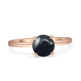 Art Deco Round Natural Stone Solitaire Ring