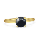 Art Deco Round Natural Stone Solitaire Ring
