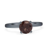 Art Deco Round Natural Stone Solitaire Ring