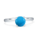 Art Deco Round Natural Stone Solitaire Ring