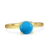 Art Deco Round Natural Stone Solitaire Ring