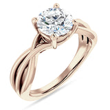 10K Gold IGI Certified Round 1 Carat Lab Grown Diamond Twisted Solitaire Ring