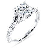IGI Certified Round 2 Carat Lab Grown Diamond Art Deco Split Shank Floral Ring