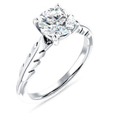 14K Gold IGI Certified Round 2 Carat Lab Grown Diamond Leaf Solitaire Ring