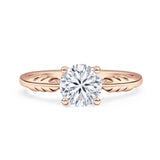 Art Deco Round Natural Stone Solitaire Ring