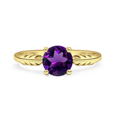 Art Deco Round Natural Stone Solitaire Ring