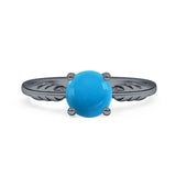 Art Deco Round Natural Stone Solitaire Ring