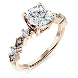 10K Gold IGI Certified Round 1 Carat Lab Grown Diamond Cluster Beaded Ring