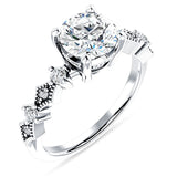 10K Gold IGI Certified Round 3 Carat Lab Grown Diamond Cluster Beaded Ring