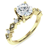 14K Gold IGI Certified Round 3 Carat Lab Grown Diamond Cluster Beaded Ring