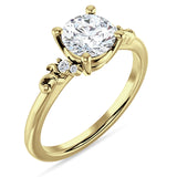 18K Gold IGI Certified Round 1 Carat Lab Grown Diamond Art Deco Ring