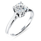 18K Gold IGI Certified Round 1 Carat Lab Grown Diamond Art Deco Solitaire Ring