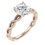 18K Gold IGI Certified Round 2 Carat Lab Grown Diamond Twisted Rope Solitaire Ring