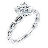 14K Gold IGI Certified Round 2 Carat Lab Grown Diamond Twisted Rope Solitaire Ring