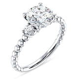 14K Gold IGI Certified Round 2 Carat Lab Grown Diamond Three Stone Trio Ring