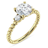 10K Gold IGI Certified Round 1 Carat Lab Grown Diamond Three Stone Trio Ring