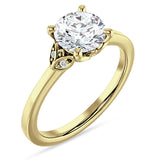 10K Gold IGI Certified Round 3 Carat Lab Grown Diamond Leaf Floral Ring