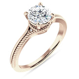 14K Gold IGI Certified Round 3 Carat Lab Grown Diamond Twisted Solitaire Ring
