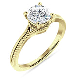 14K Gold IGI Certified Round 3 Carat Lab Grown Diamond Twisted Solitaire Ring