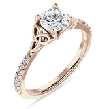 10K Gold IGI Certified Round 3 Carat Lab Grown Diamond Art Deco Trinity Cluster Ring