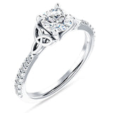 10K Gold IGI Certified Round 3 Carat Lab Grown Diamond Art Deco Trinity Cluster Ring