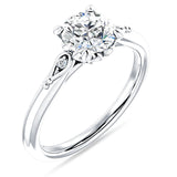 14K Gold IGI Certified Round 3 Carat Lab Grown Diamond Hidden Halo Art Deco Trio Ring