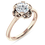 14K Gold IGI Certified Round 3 Carat Lab Grown Diamond Art Deco Solitaire Ring