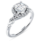 18K Gold IGI Certified Round 3 Carat Lab Grown Diamond Art Deco Twisted Halo Ring