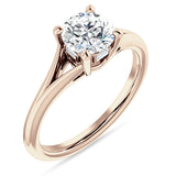 10K Gold IGI Certified Round 2 Carat Lab Grown Diamond Split Shank Hidden Halo Baguette Ring