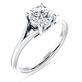 IGI Certified Round 2 Carat Lab Grown Diamond Split Shank Hidden Halo Baguette Ring