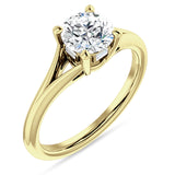 10K Gold IGI Certified Round 2 Carat Lab Grown Diamond Split Shank Hidden Halo Baguette Ring