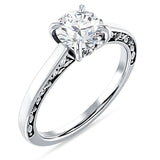 10K Gold IGI Certified Round 3 Carat Lab Grown Diamond Flower Leaf Solitaire Ring