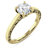 10K Gold IGI Certified Round 3 Carat Lab Grown Diamond Flower Leaf Solitaire Ring