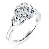IGI Certified Round 3 Carat Lab Grown Diamond Art Deco Heart Halo Ring