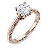 18K Gold IGI Certified Round 1 Carat Lab Grown Diamond Art Deco Filigree Solitaire Ring