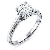 10K Gold IGI Certified Round 3 Carat Lab Grown Diamond Art Deco Filigree Solitaire Ring