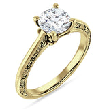 IGI Certified Round 1 Carat Lab Grown Diamond Art Deco Filigree Solitaire Ring