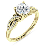 14K Gold IGI Certified Round 3 Carat Lab Grown Diamond Art Deco Cluster Twisted Ring