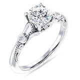IGI Certified Round 1 Carat Lab Grown Diamond Art Deco Split Shank Beaded Ring