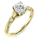 IGI Certified Round 2 Carat Lab Grown Diamond Art Deco Split Shank Beaded Ring