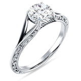10K Gold IGI Certified Round 2 Carat Lab Grown Diamond Art Deco Split Shank Solitaire Ring