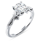 14K Gold IGI Certified Round 3 Carat Lab Grown Diamond Art Deco Beaded Filigree Solitaire Ring