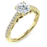 14K Gold IGI Certified Round 2 Carat Lab Grown Diamond Art Deco Cluster Filigree Ring