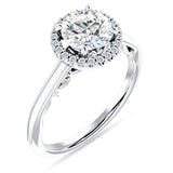 14K Gold IGI Certified Round 2 Carat Lab Grown Diamond Art Deco Filigree Cluster Halo Ring