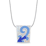 Blue CZ Scroll Design Pendant 
