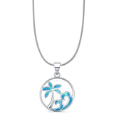 Palm Tree Wave Pendant Necklace