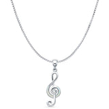 Lab Created White Opal Musical Note Pendant Box Chain Necklace 925 Sterling Silver