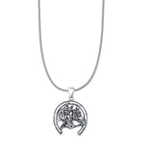  Horses & Horseshoe Pendant Necklace